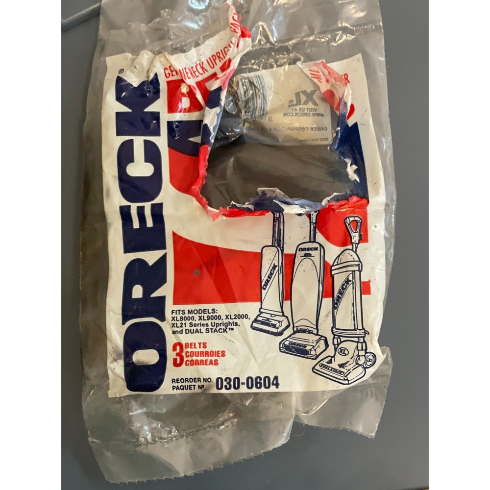 Oreck Vacuum Cleaner Belts Open Partial Bag Set of 2 030-0604 XL Upright READ